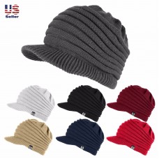 Unisex Winter Visor Beanie Knit Hat Cap Crochet Hombre Mujer Ski Thick Warm Acrylic  eb-27554268
